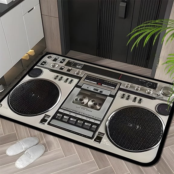 Neoyler Front Door Mat Welcome Mat Record Player Radio Floor Mat Thick Microfiber Non Slip Absorbent Fluffy Bath Rug TPR Backing Quick Dry Soft Rug for Bathroom Living Room Multicolor 15.7in