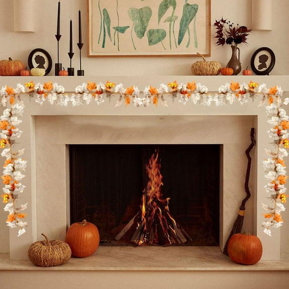 Neoyler Halloween Decorations Maple Leaf Cane with Realistic Fabric Leaves for Indoor Outdoor Spooky Party Decor Versatile and Reusable for Home Bar Garden 68.9x3.9in White