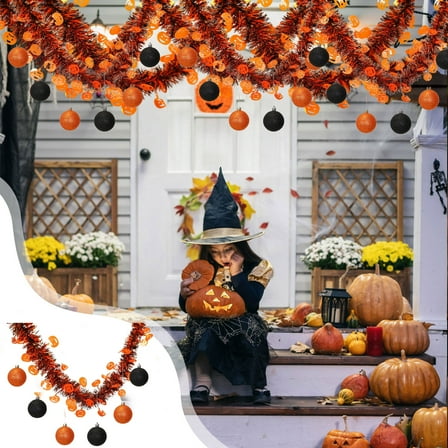 Neoyler Halloween Decorations Multicolor Pull Flower Hanging Props with Festive Ribbons for Home Party Fireplace Door Outdoor 76.8in Multicolor