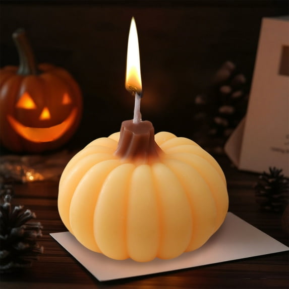 Neoyler Halloween Pumpkin Candle Aromatherapy for Decorations Home Spa Stress Relief Gift Ambient Cozy Decor Indoor Relaxing Soy Wax 2.8in Yellow
