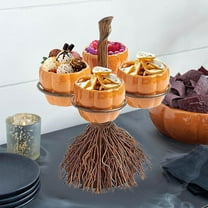 Neoyler Halloween Pumpkin Snack Bowl Stand Thanksgiving Plates Friendsgiving Plates and Napkins Sets Resin Ceramic Bowls Flat Bottom Indoor Outdoor 9.1x6.9x6.3in Yellow