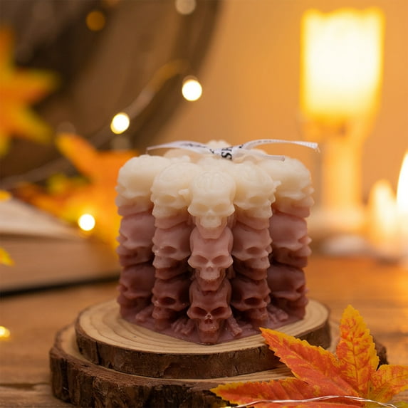 Neoyler Halloween Skeleton Candle Aromatherapy Skull Decor Soy Wax Clean Burning Fragrant Candle for Indoor Spooky Party Ambiance 2.4in Multicolor