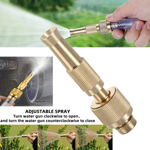 Neoyler High Pressure Brass Water Hose Nozzle and Connector Kit for Garden Outdoor Easy Adjustment Versatile Spray Patterns for Watering Cleaning Suit Standard Hose Sizes 0.6 0.8 inch