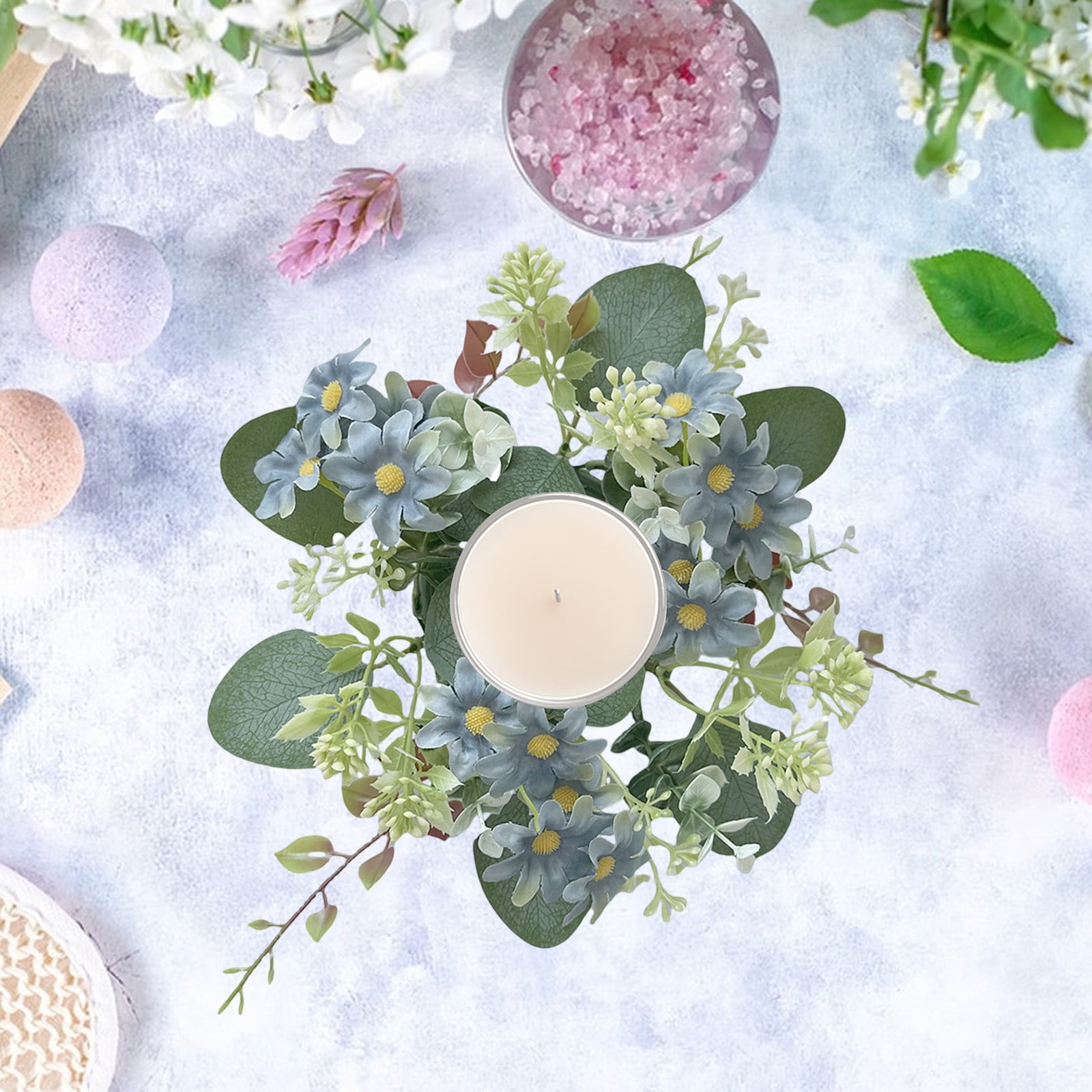 Neoyler Hydrangea Candle Garland Decoration Artificial Floral Wreath