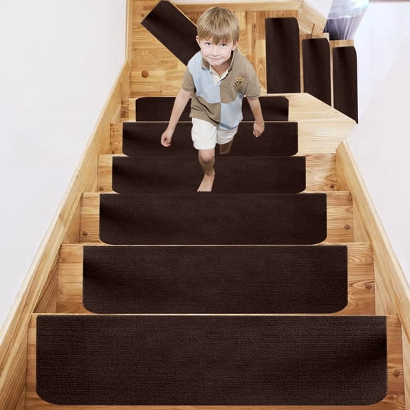 Neoyler Indoor Door Mat Stair Tread Carpet Non Slip Washable Reusable Adhesive Stair Mat for Stairs Safety Quiet Support for Elderly Pets Easy Trim to Fit Multicolor 23.6x15.7in