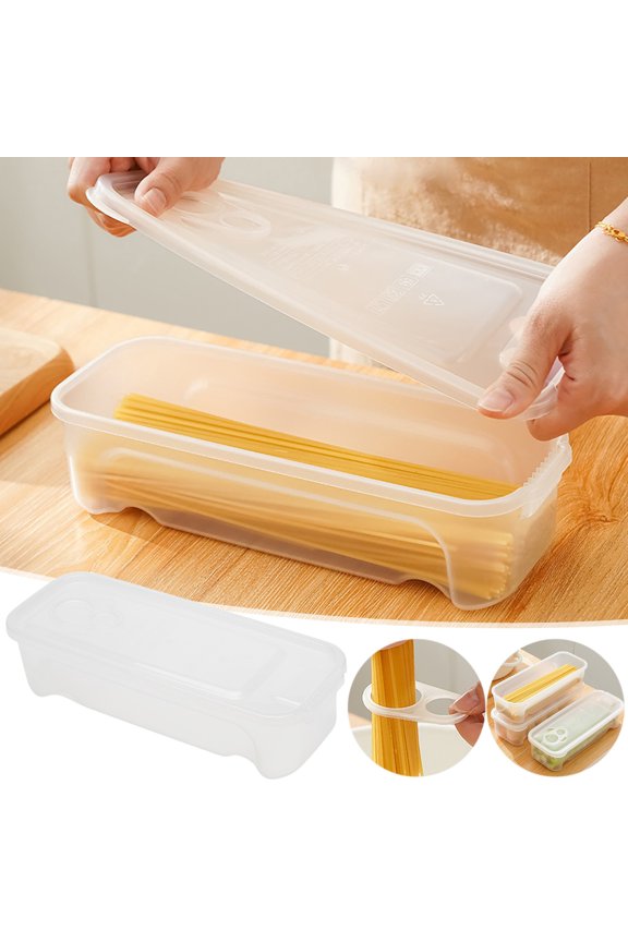 Kitchen Sealed Grain Storage Container Food Grade Airtight Pasta Box Easy One Hand Open Large Opening Transparent Portable 11.2x3.54x2.76in for Easy Cleaning