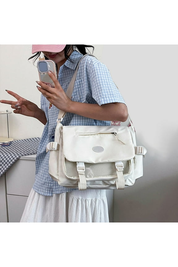 Large Capacity Nylon Crossbody Bag Lightweight Multi Layer Shoulder Messenger for Travel School Sports with Water Repellent Fabric and Storage Compartments