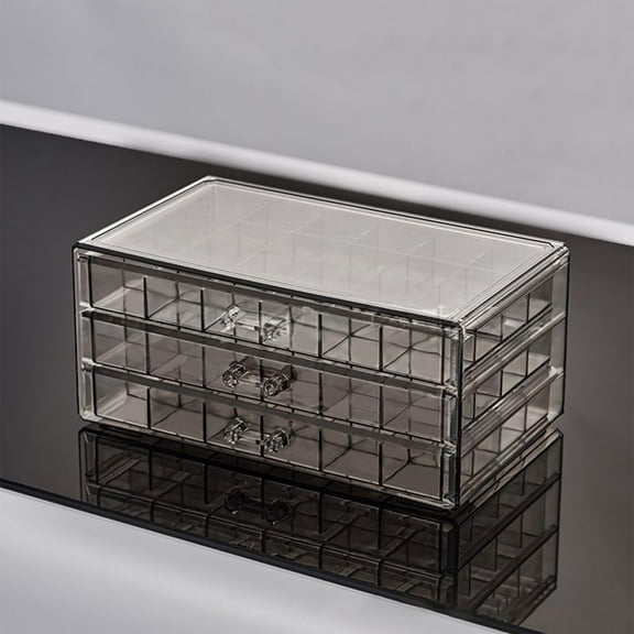 Neoyler Large Capacity Transparent Jewelry Storage Organizer with 72 Compartments Multi Layer Plastic Drawer Box for Rings Necklaces Bracelets Home Use 1.6 lb Sturdy Long Lasting Design
