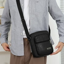 Neoyler Men's Multi Layered Crossbody Bag Business Travel Shoulder Rucksack Large Capacity Handbag Multi Compartment Adjustable Straps Long Lasting Leather Lightweight Commuting Bag