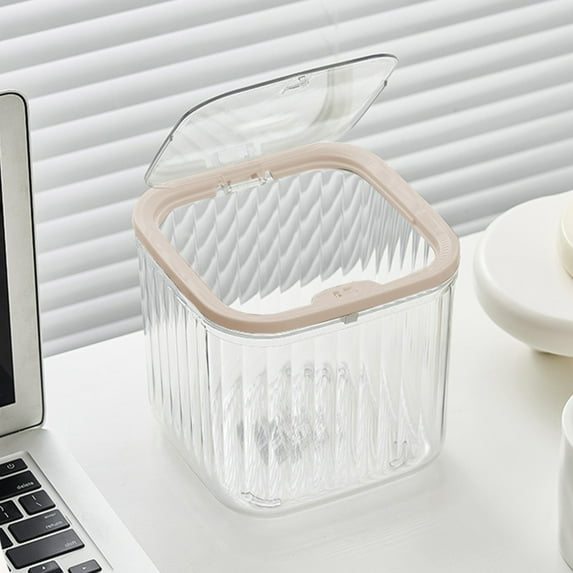 Neoyler Mini Desktop Trash Can Top Press Lid Desk Trash Bin and Organizer with Divided Compartments Hands Free Disposal Compact Scratch Resistant for Home Office Living Room Gray 6x6x5.5in