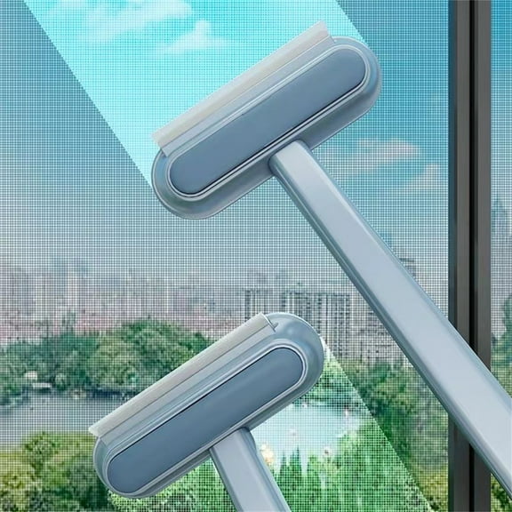 Neoyler Multi Cleaning Tool for Glass and Screens Dual Purpose Window Scraper with Adhesive Hair Removal Brush for Household Use Includes Detachable Small Brush