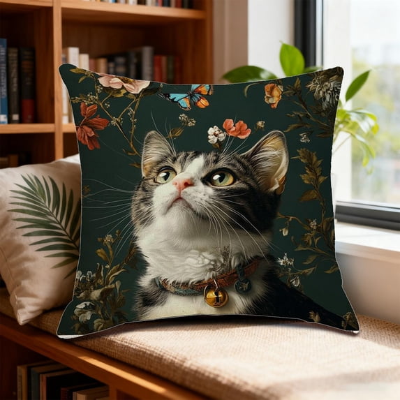 Neoyler Pillow Cases Cute Print Pillow Cover Machine Washable with Invisible Zipper Linen Feel Soft Long Lasting Fade Resistant Decorative Throw for Living Room Bedroom Patio Multicolor 17.7x17.7in