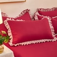 thumbnail image 1 of Neoyler Pillow Cases French Ruffle Pillowcase Soft Brushed Fabric Breathable Moisture Wicking Envelope Closure Wrinkle Resistant Fine Stitching Decorative Bedding Bedroom Red 18.8x29.1in, 1 of 6