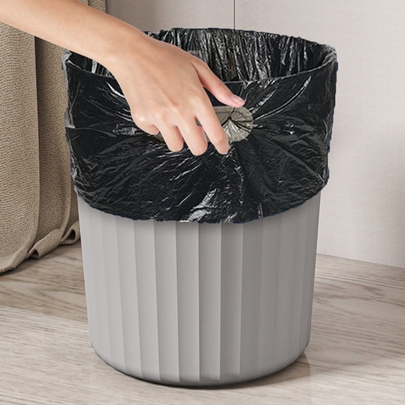 Neoyler Plastic Lidless Trash Can with Pressure Ring Hollow Paper Friendly Design Long Lasting Anti Tip Waste Basket for Kitchen Bathroom Bedroom Living Room Gray 10.2x9.8x9.8in