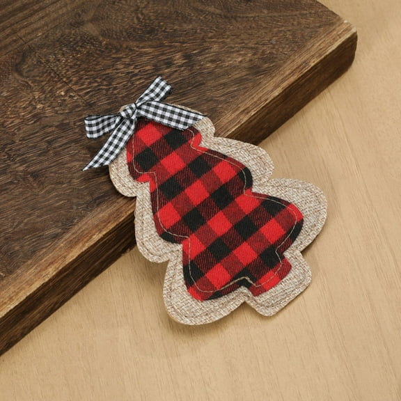 Neoyler Polyester Christmas Table Decoration Cutlery Set Christmas Plates Christmas Paper Plates Tree Bell Sock Decor for Home and Restaurant Use 3.9in Multicolor