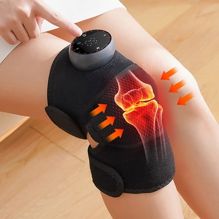 Neoyler Portable Heating Pad Knee Pads Wearable Heated Massager Cordless with Adjustable Heat and Massage Modes Rechargeable USB Warm Wrap for Knee Shoulder Back Black 10.9x5.9x2.2in