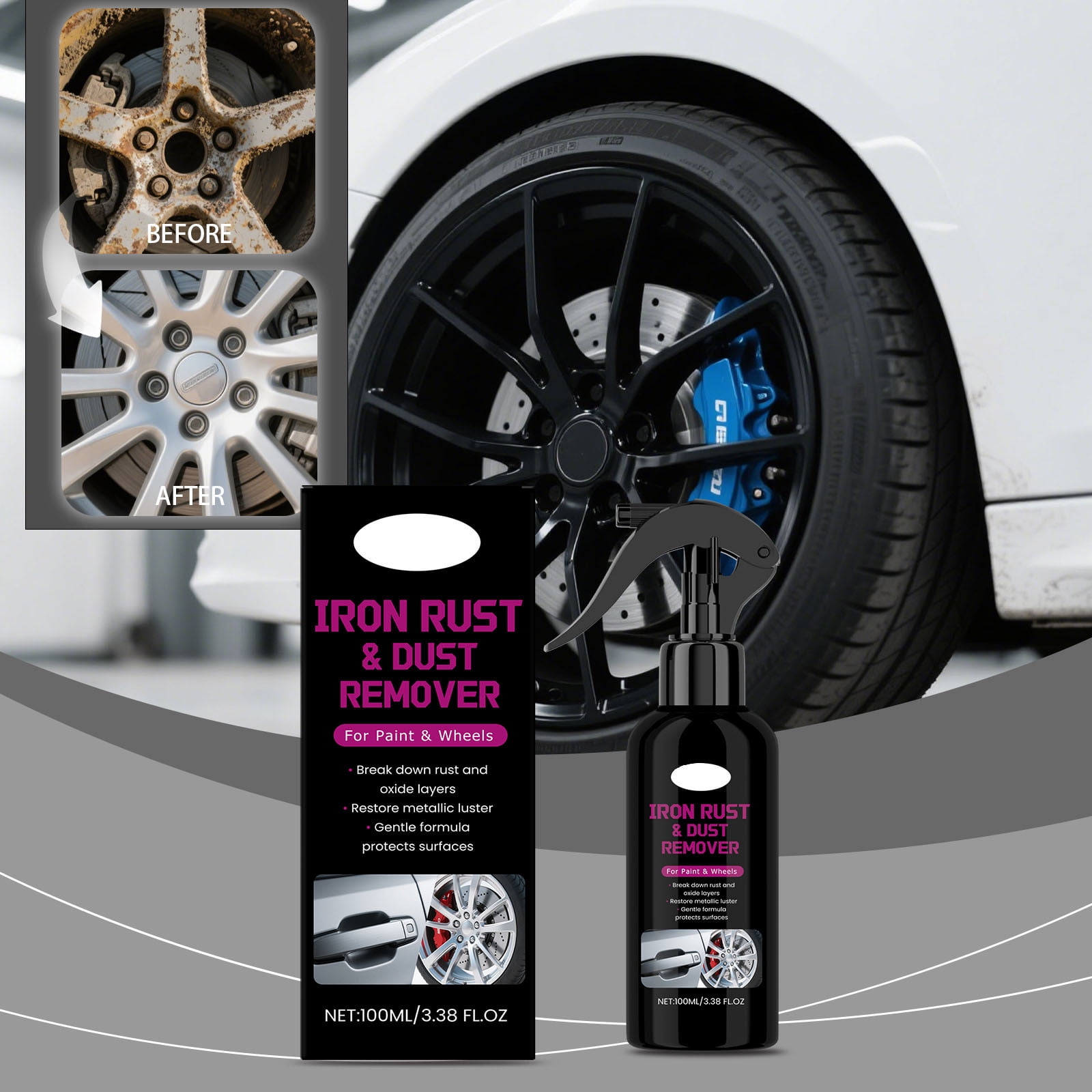 Neoyler Rust Remover for Metal Automobile Wheel Hub Spray Fast Acting ...