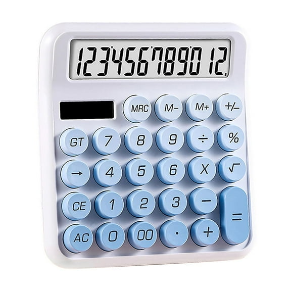 Neoyler Solar Powered 12 Digit Mechanical Key Scientific Calculator with Large LCD Display for Home School Office Portable and Convenient with Button Battery and Long Lasting Design