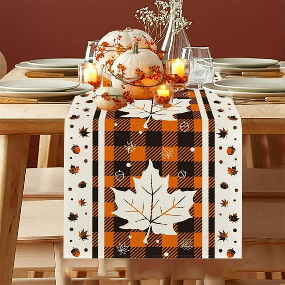 Neoyler Thanksgiving Decorative Table Flag Polyester Wrinkle Resistant Easy to Clean Christmas Thanksgiving Decorations Indoor 72.0in Multicolor