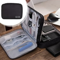 Neoyler Travel Organizer Electronic Accessories Case Three Layer Cable Storage Bag Compact Portable Waterproof Tech Gift for Men with Zipper Mesh Pockets Handles