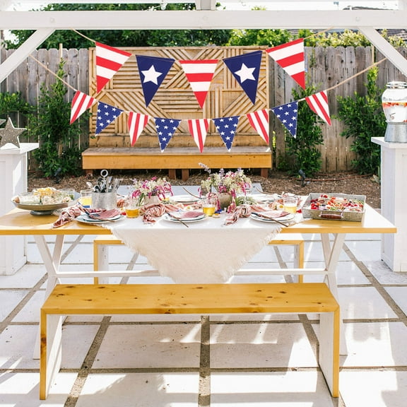 Neoyler USA Flag Decor Memorial Day Independence Day Party Supplies Celebration 4th of July Room Decoration Reusable Patriotic Theme Festival String