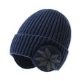 thumbnail image 1 of Neoyler Winter Hat Knit Earflap Beanie with Fleece Lining and Matching Scarf Windproof Warmth for Cold Weather Outdoor Play Skiing Hiking and Daily Use Blue 9.4in, 1 of 5