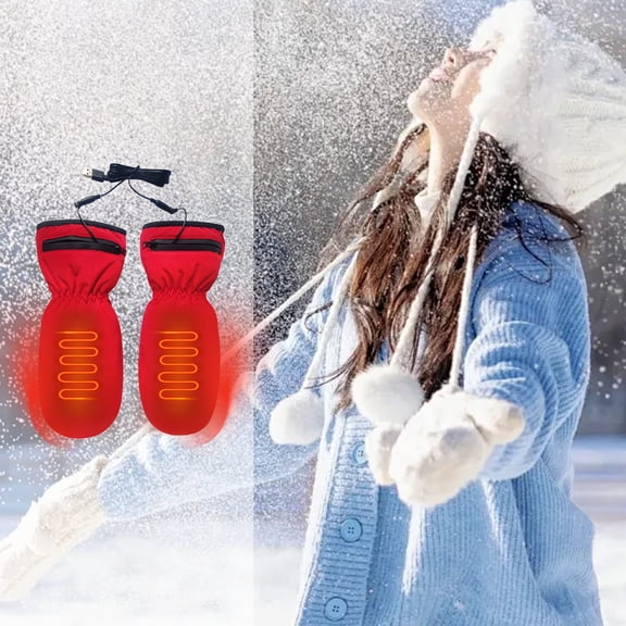 Neoyler Winter Heated Gloves Rechargeable Hand Warmers USB Powered Touchscreen Three Temperature Windproof Insulated for Outdoor Work Cycling Skiing Red 13.8x6.3in