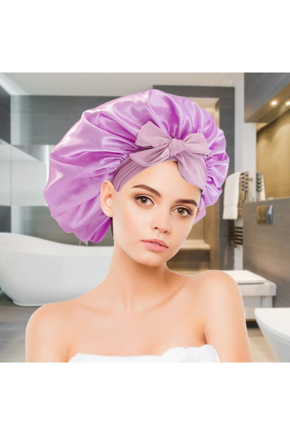 Women's Double Layer Satin Bonnet Sleep Cap Wide Brimmed Hat with Adjustable Strap for Hair Care Anti Frizz Prevents Hair Loss Protects Curls and Skin Friendly Oversized for All Head Sizes
