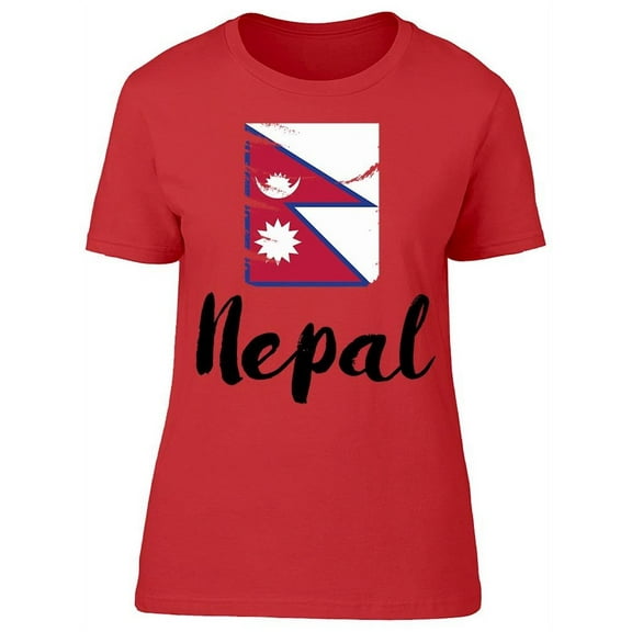 Nepal Country Flag T-Shirt Women -Image by Shutterstock, Female Small