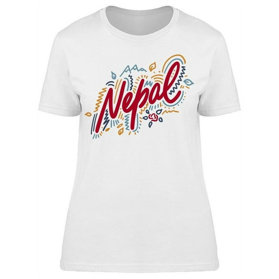 Nepal Hand Drawn Graphic T-Shirt Women -Image by Shutterstock, Female x-Large