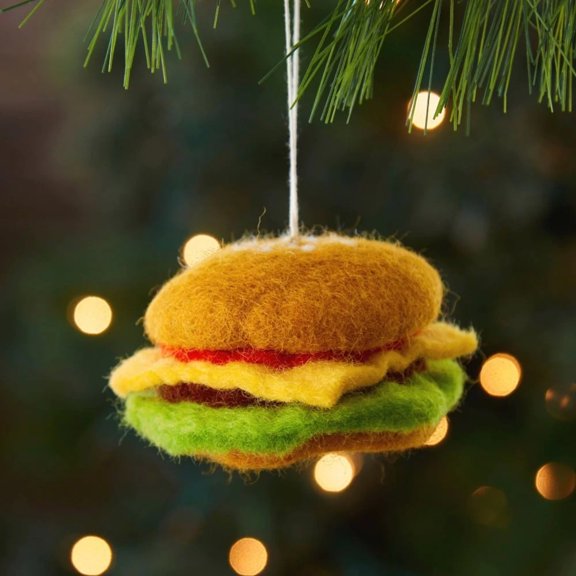 Nepal Hand Pressed Sheep Wool Hamburger Ornament