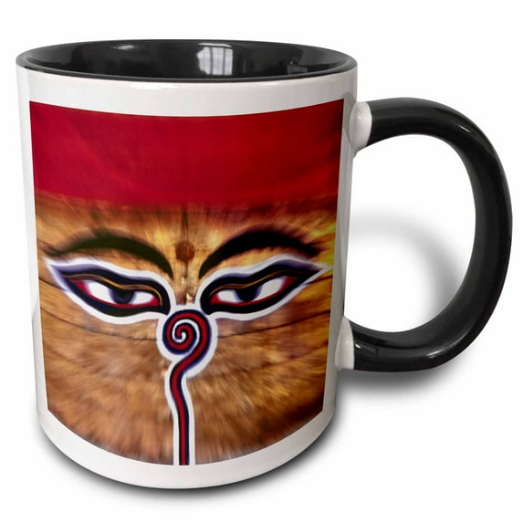 3drose, Nepal, Kathmandu Valley. Swayambunath, Temple-as26 Rer0035 - Ric Ergenbright, 15oz Two-tone Black Mug