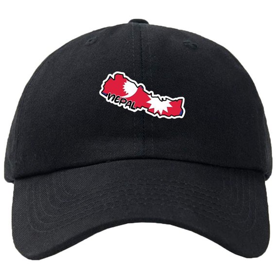 Nepal Map Flag Baseball Cap Hat Hook & Loop Closure - Personalize it!