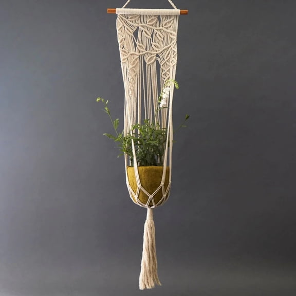 Nepal Moss Green Sheep Wool Felt Hanging Planter Set