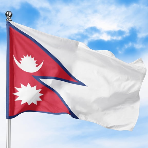 Nepal Outdoor Flag (1x1.5ft) by DreamController - Durable, Fade-Resistant Polyester, Double-Stitched, Brass Grommets - HD Printed South Asia Flag - Made in USA
