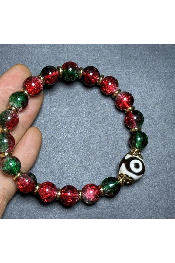 Nepal Three Eye Dzi Bead Bracelet Woven String Tibetan Style Amulet Jewelry for Men Women Meditation Gift