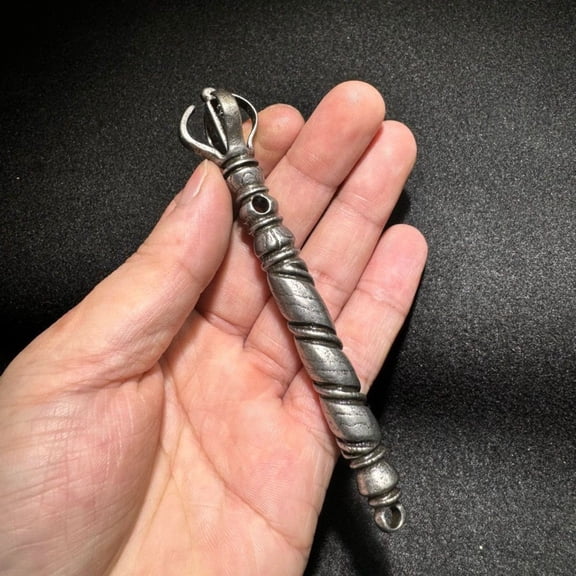 Nepal Tibetan Phurba Vajra Pendant Cold Iron Handcarved Dorje Amulet Ritual Tool Spiritual Necklace Buddhist Style Jewelry