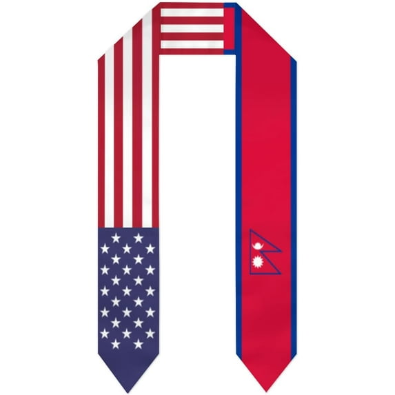 Nepal & USA United States Flag Graduation Stole For International Student Stole Pride Cheers Shawls