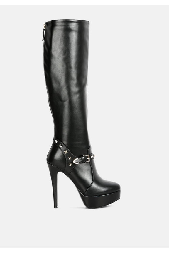 Nephele Studs Embellished Stiletto Calf Boots