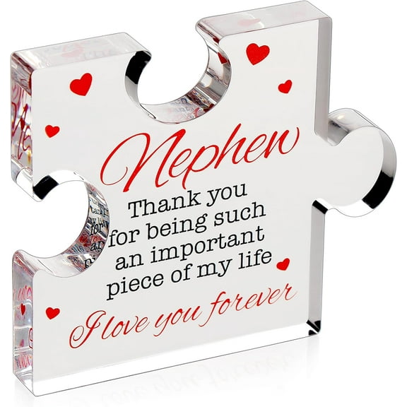 Nephew Gifts - Acrylic Puzzle Keepsake Nephew Gift - Heartwarming Nephew Gifts from Auntie, Uncle - Happy Birthday Card Nephew Gift - Christmas, Birthday, Graduation, Wedding Gifts for Men