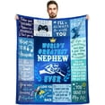thumbnail image 1 of Nephew Gifts from Auntie, Gifts for Nephew Blanket 60"x50", Birthday Gifts for Nephew, Nephew Gifts from Aunt Uncle, Nephew Christmas Graduation Gifts Ideas, Best Nephew Ever Throw Blanket, 1 of 6