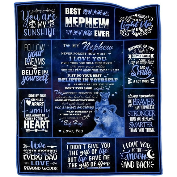 Nephew Gifts from Auntie, Gifts for Nephew Blanket, Nephew Birthday Gifts, Nephew Gifts from Aunt Uncle, Birthday Gifts for Nephew, Nephew Chriatmas Graduation Gifts Throw Blanket 60"X50"