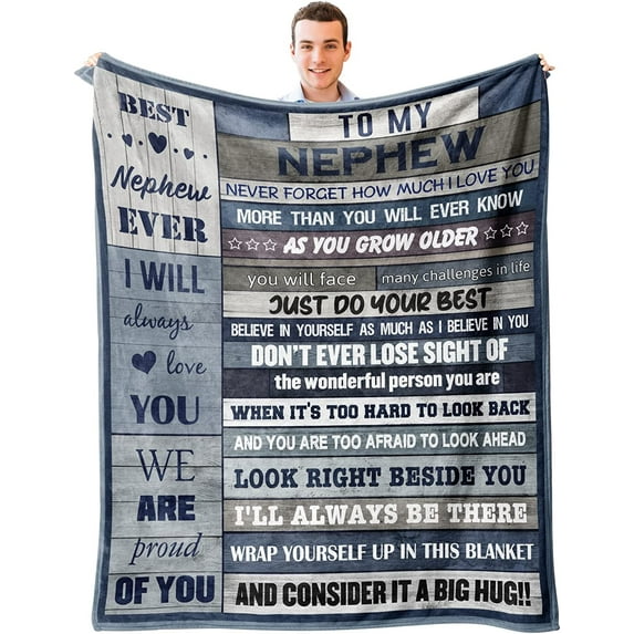 Nephew Gifts from Auntie, Gifts for Nephew Throw Blanket 60’’x50’’, Nephew Gifts from Aunt Uncle, Birthday Gifts for Nephew, Nephew Christmas Graduation Gift Ideas, Best Nephew Ever Blanket