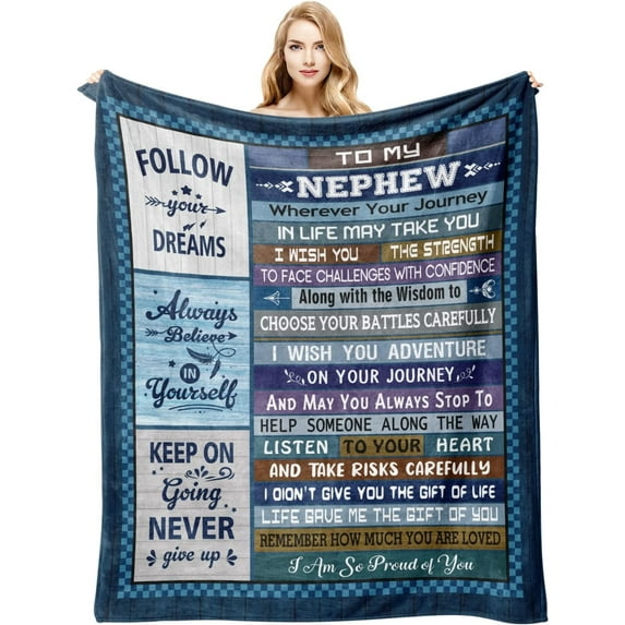 Nephew Gifts from Auntie, Nephew Gifts Blanket 60"x50", Nephew Gifts from Aunt, Nephew Birthday Gifts, Nephew Gift from Uncle, Nephew Gift Ideas for Christmas Graduation, Gift for Nephew Throw Blanket