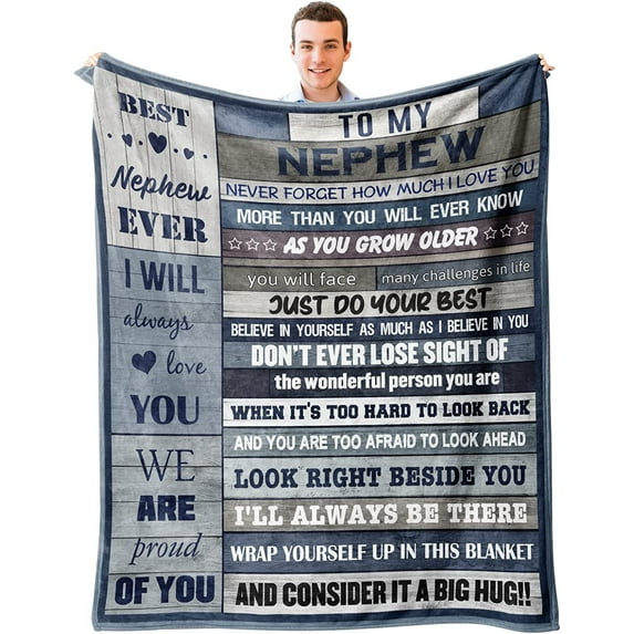 Nephew Gifts from Auntie, Gifts for Nephew Throw Blanket 60‘‘x50‘‘, Nephew Gifts from Aunt Uncle, Birthday Gifts for Nephew, Nephew Christmas Graduation Gift Ideas, Best Nephew Ever Blanket