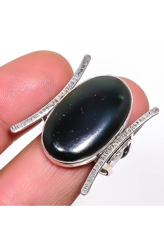 Nephrite Jade - Canada Gemstone Handmade 925 Sterling Silver Ring 8.5 T41, Christmas Gift, Gemstone Silver Jewelry, Jade Ring, New Year Sale