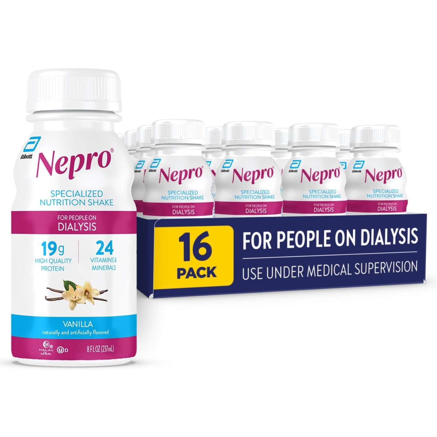 Nepro Nutrition Shake for People on Dialysis, Vanilla, 8 fl oz, Pack of 16
