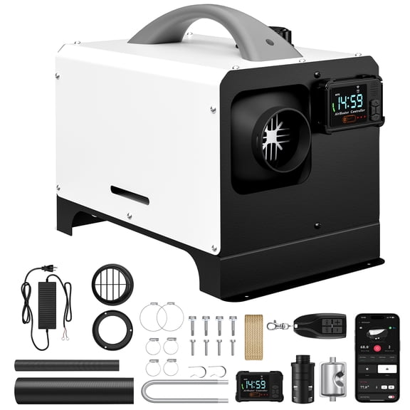 Nepsam 8KW 12/24V All-in-One Portable Diesel Heater: Fast Warm-Up with Remote Control, LCD Display & 5L Tank for RV, Truck, Camper, Boat, Tent & Garage (White)