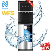 Nepsam Bottom Loading Water Cooler for 5 Gallon Bottles, Stainless Steel, 3‑Temp Hot/Cold/Room, Safety Lock, Black