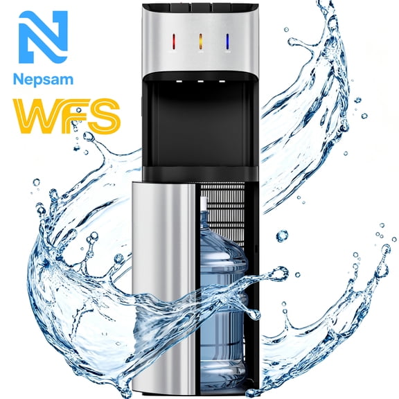 Nepsam 3/5 Gal Bottom-Loading Hot & Cold Water Dispenser, Aluminum Alloy with Child Safety Lock for Home & Office